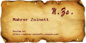 Mahrer Zsinett névjegykártya